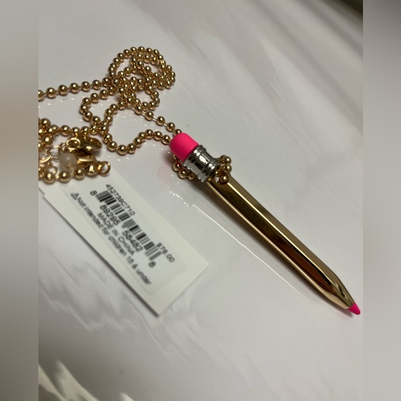 NWT ⚜️✏️⚜️Betsey Johnson pencil pendant long - Picture 7 of 8